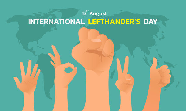 Happy Left-handers Day. Left-handed character illustration. Vector Illustration of International lefthanders Day. August 13. 
