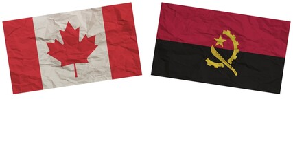 Angola and Canada Flags Together Paper Texture Effect Illustration