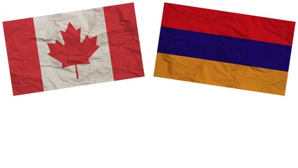 Armenia and Canada Flags Together Paper Texture Effect Illustration
