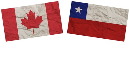 Chile and Canada Flags Together Paper Texture Effect Illustration
