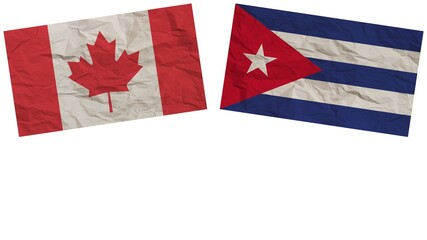 Cuba and Canada Flags Together Paper Texture Effect Illustration
