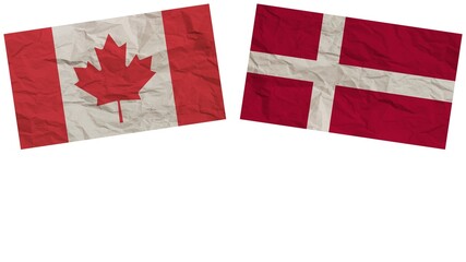 Denmark and Canada Flags Together Paper Texture Effect Illustration