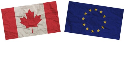 European Union and Canada Flags Together Paper Texture Effect Illustration
