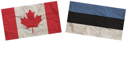 Estonia and Canada Flags Together Paper Texture Effect Illustration