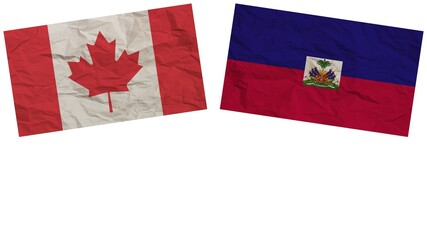 Haiti and Canada Flags Together Paper Texture Effect Illustration