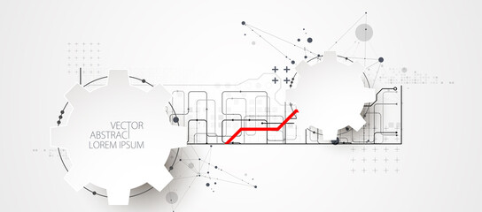 Abstract technology concept. Circuit board, high computer color background. Vector illustration with space for content, web - template, business tech presentation.