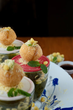 Food Photography of Indian street food, Pani-Puri, Ahmednagar, Maharashtra, India