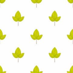 Raster green leaves. Summer elements isolated on white background. A seamless pattern of fall elements. 