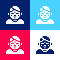 Acne blue and red four color minimal icon set