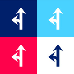 Arrow Junction One To The Left blue and red four color minimal icon set