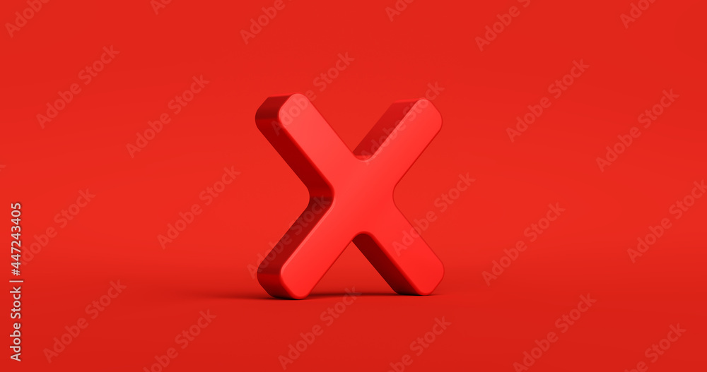 Poster red cross check mark icon button and no or wrong symbol on reject cancel sign button negative checkl