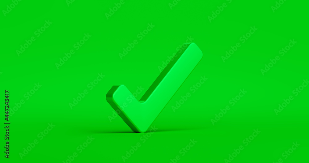 Poster tick check mark icon button and yes or approved symbol on confirm correct sign checklist background 