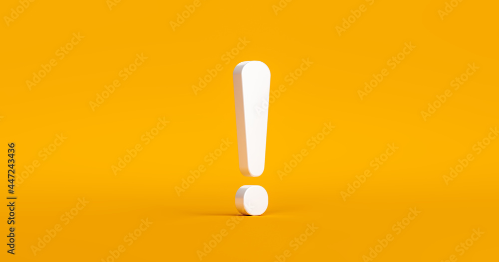 Poster exclamation mark symbol and attention or caution sign icon on alert danger problem background with w