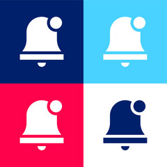 Alarm Bell blue and red four color minimal icon set