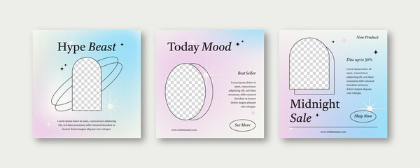 Minimal gradient fashion instagram banner set