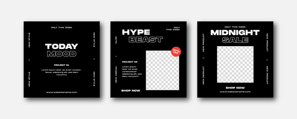 Clothing fashion social media post template. Fashion sale Instagram post template. Urban fashion social media post template.	