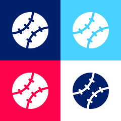 Baseball blue and red four color minimal icon set