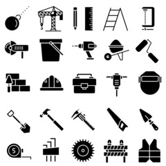 Construction tool icon vector set. repair illustration sign collection. building symbol or logo.