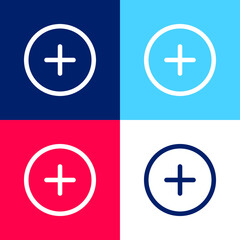 Add Circular Outlined Button blue and red four color minimal icon set