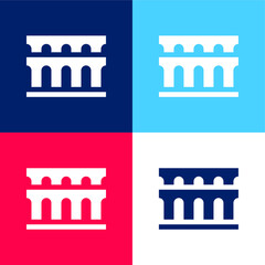 Aqueduct blue and red four color minimal icon set