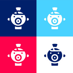 Baby blue and red four color minimal icon set