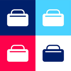Bag blue and red four color minimal icon set
