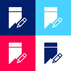 Bookmark blue and red four color minimal icon set