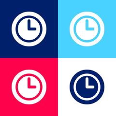 Black Clock blue and red four color minimal icon set