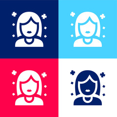 Birthday Girl blue and red four color minimal icon set