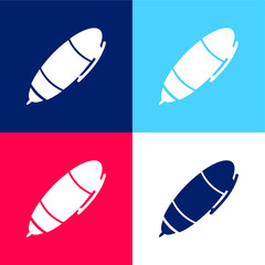 Big School Pen blue and red four color minimal icon set