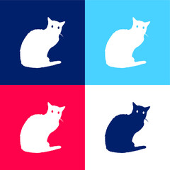 Black Cat blue and red four color minimal icon set