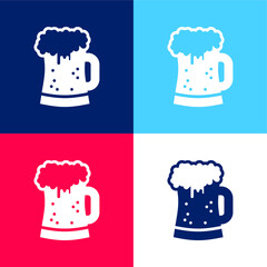 Beer blue and red four color minimal icon set