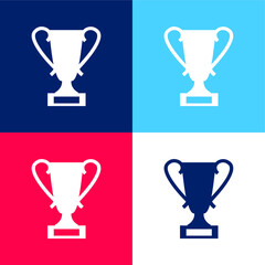 Award Trophy blue and red four color minimal icon set