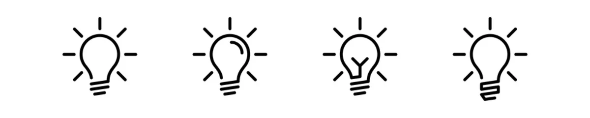 Foto op Plexiglas lamp bulb idea icon. vector lightbulb creativity concept outline modern design isolated on white background © Passatic