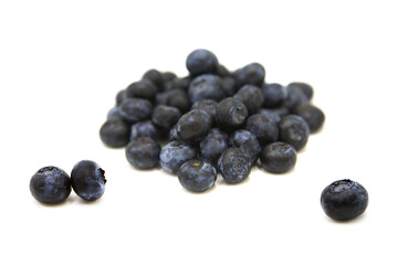 Fresh organic blueberry isolated on white background.