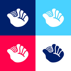 Baseball Glove blue and red four color minimal icon set