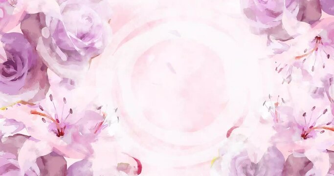 Beautiful purple watercolor rose flower peony flower