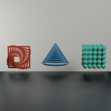 Pyramid, cube, and twisted squares
