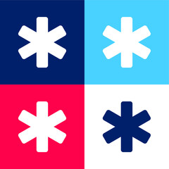 Obraz premium Asterisk blue and red four color minimal icon set