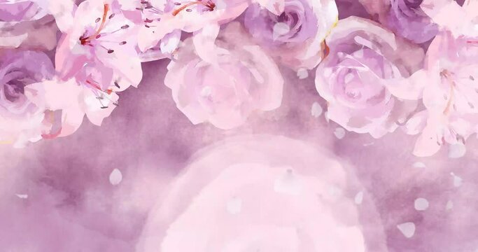 Beautiful purple watercolor rose flower peony flower