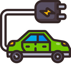 electric car line icon