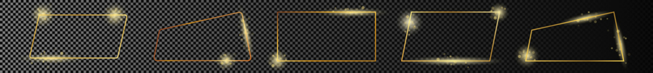 Gold glowing different geometric shape frame