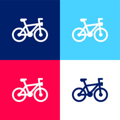 Fototapeta premium Bicycle blue and red four color minimal icon set