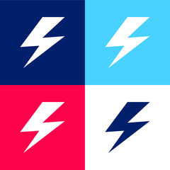 Bolt blue and red four color minimal icon set
