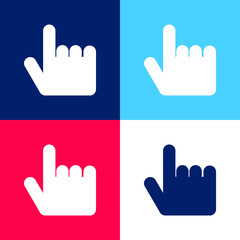 Black Hand Pointing Up blue and red four color minimal icon set