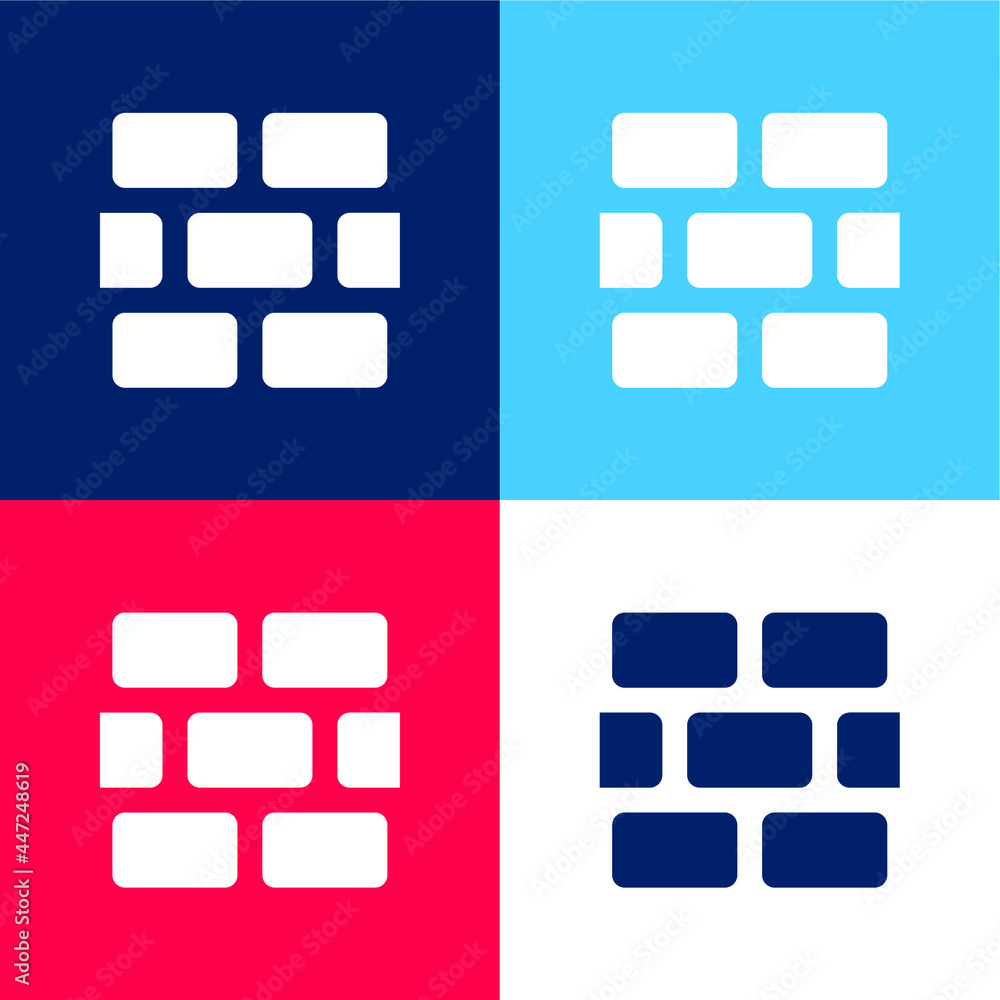 Canvas Prints brickwall blue and red four color minimal icon set