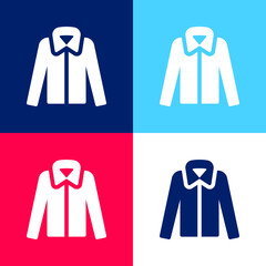 Blouse blue and red four color minimal icon set