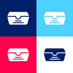 Box blue and red four color minimal icon set