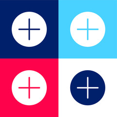Obraz premium Addition Button blue and red four color minimal icon set
