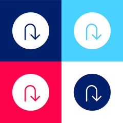 Fototapeta premium Arrow Down, IOS 7 Interface Symbol blue and red four color minimal icon set